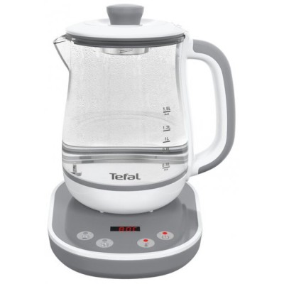 Електрочайник Tefal Tastea tea maker 1.5л, скло, заварник, біло-сірий (BJ551B10)