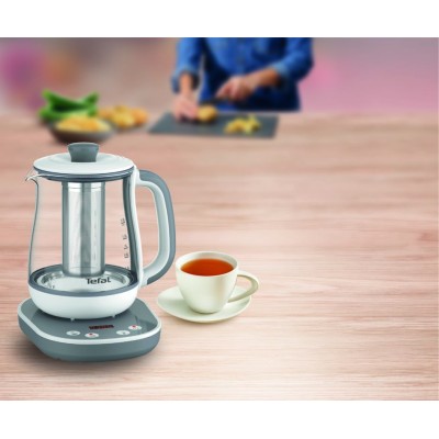 Електрочайник Tefal Tastea tea maker 1.5л, скло, заварник, біло-сірий (BJ551B10)