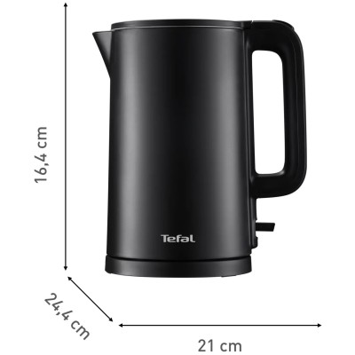 Електрочайник Tefal Thermo Protect, 1.5л, пластик, нержавіюча сталь, чорний (KO1408E0)