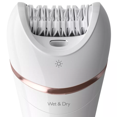 Епілятор Philips 8000 series дисковий, акумул., пінцет.-32, волог.+сух., насадок-7, футляр, білий (BRE735/00)