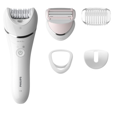 Епілятор Philips 8000 series дисковий, акумуляторний , пінцет.-32, волог.+сух., насадок-4, з підсвіткою, білий (BRE710/00)