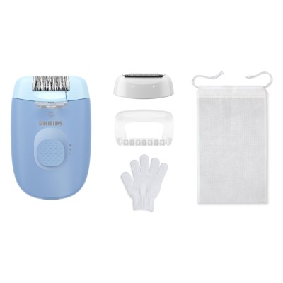 Епілятор Philips Series 2000 дисковий, від мережі, сух., насадок-2, з підсвіткою, блакитний (BRE247/00)