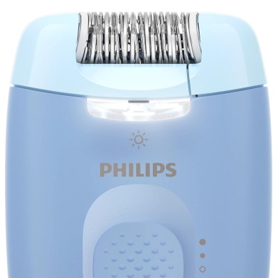 Епілятор Philips Series 2000 дисковий, від мережі, сух., насадок-2, з підсвіткою, блакитний (BRE247/00)