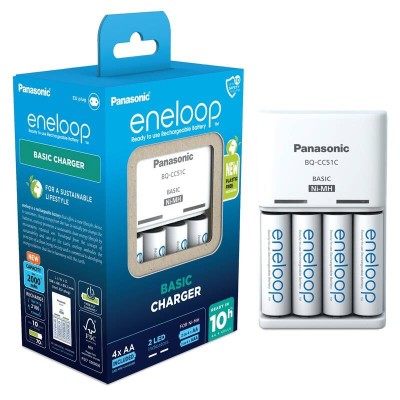 Зарядний пристрій Basic Charger+ Акумулятор Eneloop NI-MH AA 2000 мАг, 4 шт. (K-KJ51MCD40E)