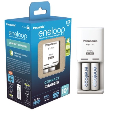 Зарядний пристрій Compact Charger+ Акумулятор Eneloop NI-MH AA 2000 мАг, 2 шт. (K-KJ50MCD20E)