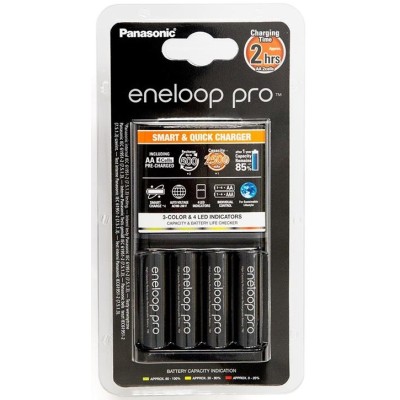 Зарядний пристрій Panasonic Smart-Quick Charger + Акумулятор Eneloop Pro NI-MH AA 2500 мАг, 4 шт. (K-KJ55HCD40E)