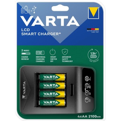 Зарядний пристрій Varta LCD Smart Plus Charger 4хNI MH AA2100 мА•год (57684101441)
