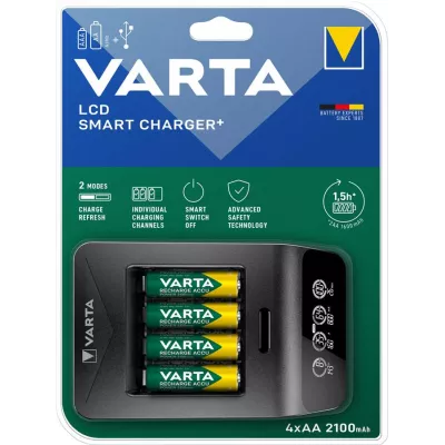 Зарядний пристрій Varta LCD Smart Plus Charger 4хNI MH AA2100 мА•год (57684101441)