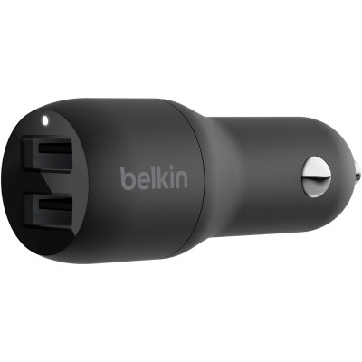 Зарядний пристрій автомобільний Belkin 24Вт 2хUSB-A, чорний (CCB001BTBK)