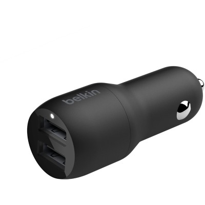 Зарядний пристрій автомобільний Belkin 24Вт 2хUSB-A, чорний (CCB001BTBK)