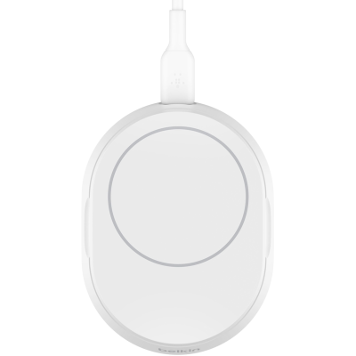 Зарядний пристрій бездротовий Belkin 15Вт Magnetic Stand Qi2, адаптер 20Вт USB-C, білий (WIA008VFWH)