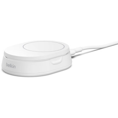 Зарядний пристрій бездротовий Belkin 15Вт Magnetic Stand Qi2, адаптер 20Вт USB-C, білий (WIA008VFWH)
