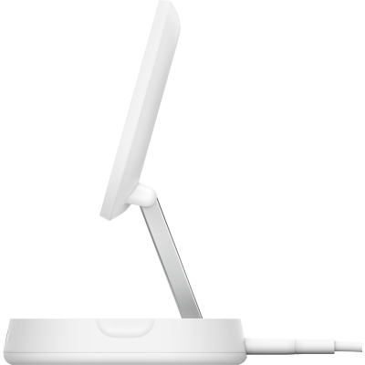Зарядний пристрій бездротовий Belkin 15Вт Magnetic Stand Qi2, адаптер 20Вт USB-C, білий (WIA008VFWH)