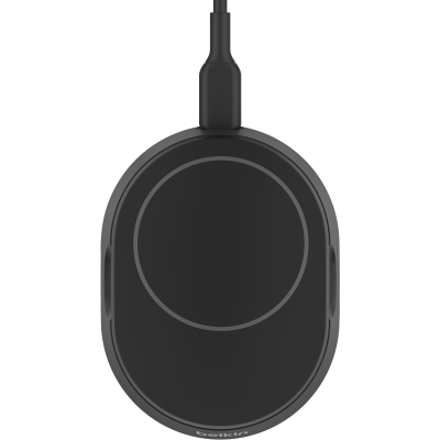Зарядний пристрій бездротовий Belkin 15Вт Magnetic Stand Qi2, адаптер 20Вт USB-C, чорний (WIA008VFBK)