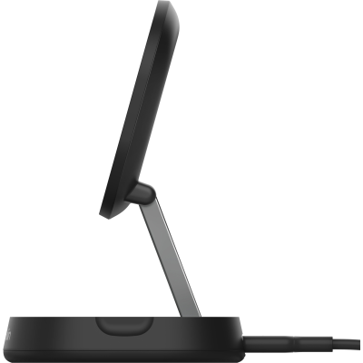 Зарядний пристрій бездротовий Belkin 15Вт Magnetic Stand Qi2, адаптер 20Вт USB-C, чорний (WIA008VFBK)