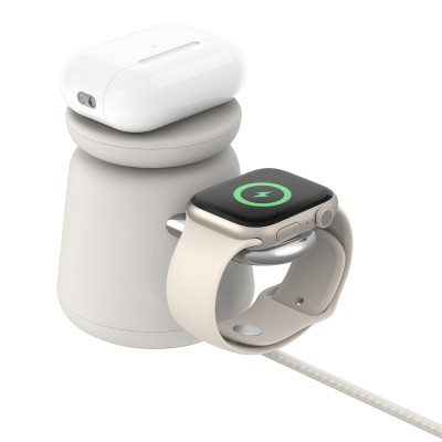 Зарядний пристрій бездротовий Belkin 2в1 MagSafe iPhone/Watch/AirPods, Sand Mass (WIZ020VFH37)