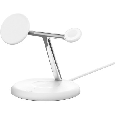 Зарядний пристрій бездротовий Belkin 3в1 Magnetic Adjustable Pad Qi2 15Вт, білий (WIZ023VFWH)