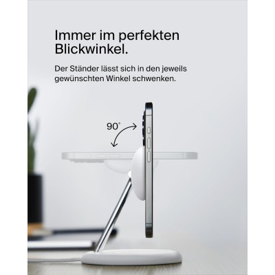 Зарядний пристрій бездротовий Belkin 3в1 Magnetic Adjustable Pad Qi2 15Вт, білий (WIZ023VFWH)