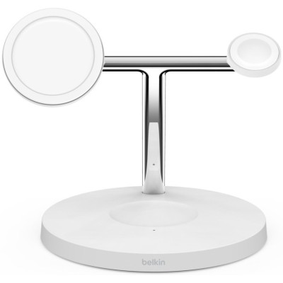 Зарядний пристрій бездротовий Belkin 3в1 MagSafe iPhone/Watch/AirPods Fast charger Pad, білий (WIZ017VFWH)