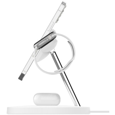 Зарядний пристрій бездротовий Belkin 3в1 MagSafe iPhone/Watch/AirPods Fast charger Pad, білий (WIZ017VFWH)