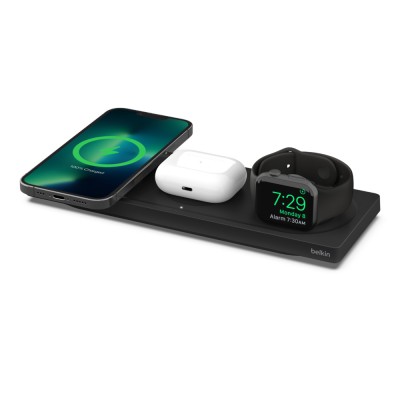 Зарядний пристрій бездротовий Belkin 3в1 MagSafe PRO iPhone/Watch/AirPods, чорний (WIZ016VFBK)