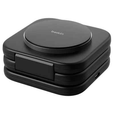 Зарядний пристрій бездротовий Belkin 3в1 Travel Pad Wireless Qi2 15Вт, чорний (WIZ024VFBK)