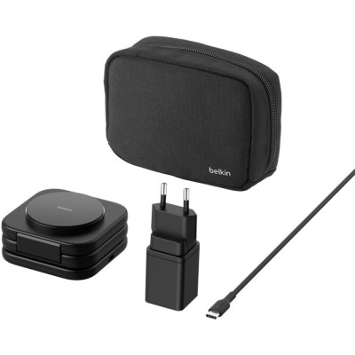 Зарядний пристрій бездротовий Belkin 3в1 Travel Pad Wireless Qi2 15Вт, чорний (WIZ024VFBK)