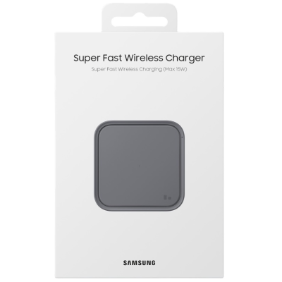 Зарядний пристрій бездротовий Samsung 15Вт з блоком живлення, сірий темний (EP-P2400TBEGEU)