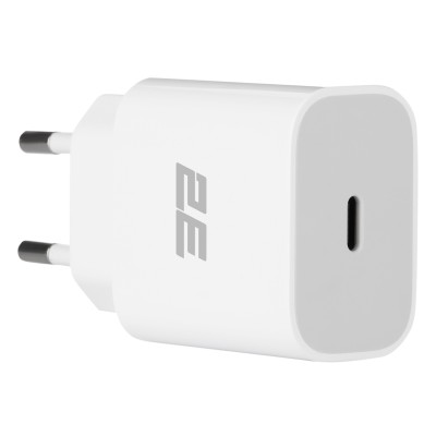 Зарядний пристрій мережевий 2E 20Вт USB-C PD, білий (2E-WC1USBC20W-W)