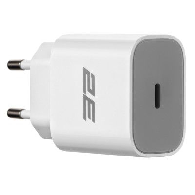 Зарядний пристрій мережевий 2E 25Вт USB-C PD, білий (2E-WC1USBC25W-W)