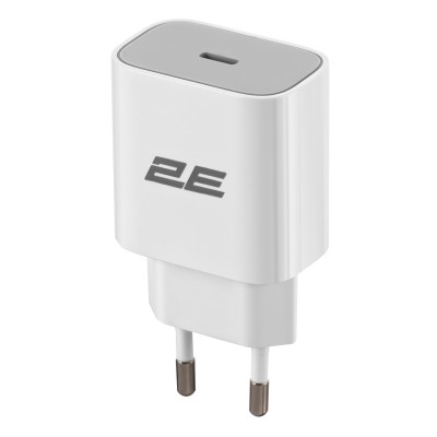 Зарядний пристрій мережевий 2E 25Вт USB-C PD, білий (2E-WC1USBC25W-W)