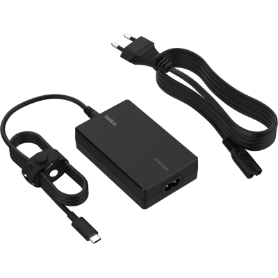 Зарядний пристрій мережевий Belkin 100Вт USB-С GAN PD PPS, кабель USB-C 2м, чорний OEM (INC016VFBK)