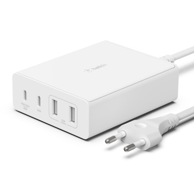 Зарядний пристрій мережевий Belkin 108Вт 2хUSB-С GAN PD PPS/2хUSB-A, білий (WCH010VFWH)