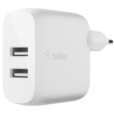 Зарядний пристрій мережевий Belkin 24Вт 2хUSB-A, білий (WCB002VFWH)
