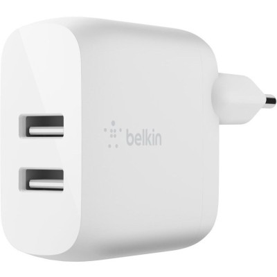 Зарядний пристрій мережевий Belkin 24Вт 2хUSB-A, кабель USB-A > Lightning, 1м, білий (WCD001VF1MWH)