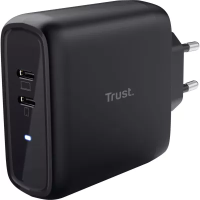 Зарядний пристрій мережевий Trust Maxo 65Вт, 2xUSB-C PD, чорний (25380_TRUST)