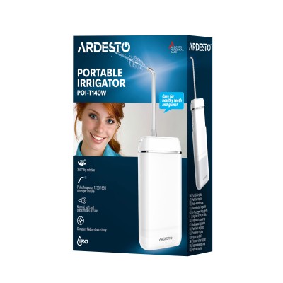 Іригатор Ardesto портативний, чаша 140 мл, Li-ion акум. в компл., білий (POI-T140W)