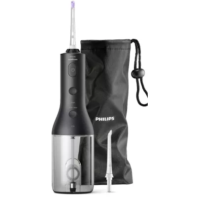 Іригатор Philips портативний Sonicare Cordless Power Flosser 3000, чаша 250 мл, чохол, 2 насадки , чорний
