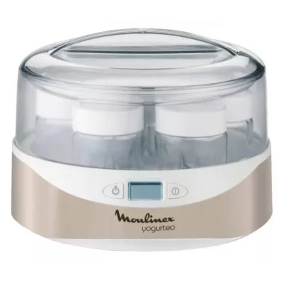 Йогуртниця Moulinex 15Вт, склянок-7х0.16л (скло), пластик, біло-сірий (YG231E32)