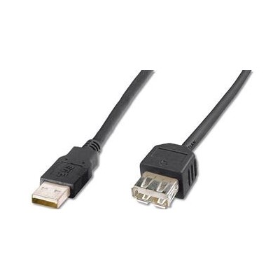 Кабель DIGITUS USB-A (M/F) заряджання/синхронізації, 1.8м, чорний (AK-300200-018-S)