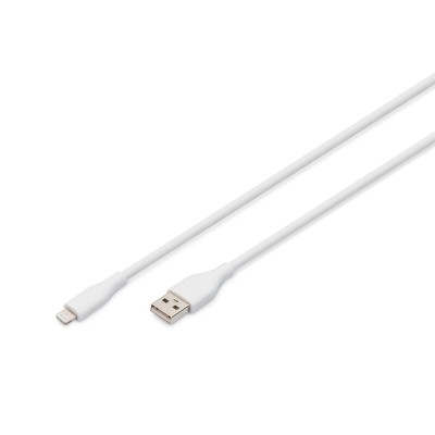 Кабель DIGITUS USB-A > Lightning заряджання/синхронізації, USB 2.0, 12W, силіконовий, 2м, білий (AK-600108-020-W)