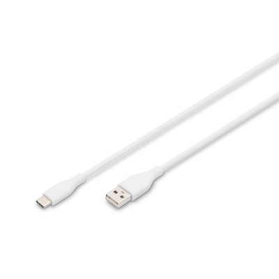 Кабель DIGITUS USB-A > USB-C заряджання/синхронізації, USB 2.0, 60W, силіконовий, 2м, білий (AK-300340-020-W)