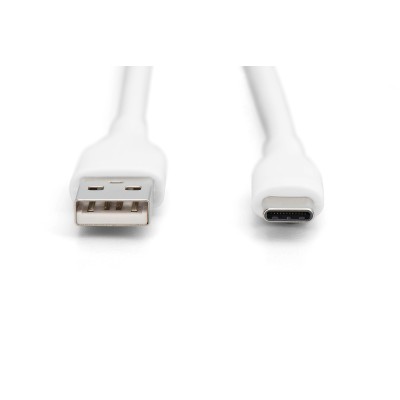 Кабель DIGITUS USB-A > USB-C заряджання/синхронізації, USB 2.0, 60W, силіконовий, 2м, білий (AK-300340-020-W)