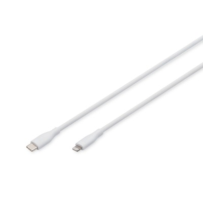 Кабель DIGITUS USB-C > Lightning заряджання/синхронізації, USB 2.0, 60W, силіконовий, 1м, білий (AK-600110-010-W)