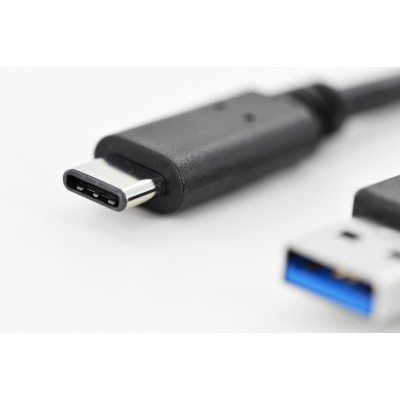 Кабель DIGITUS USB-C > USB-A заряджання/синхронізації, Type-C, 1м, чорний (AK-300136-010-S)