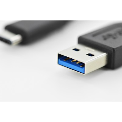 Кабель DIGITUS USB-C > USB-A заряджання/синхронізації, Type-C, 1м, чорний (AK-300136-010-S)