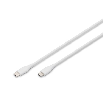 Кабель DIGITUS USB-C > USB-C заряджання/синхронізації, USB 2.0, 60W, силіконовий, 1м, білий (AK-300341-010-W)