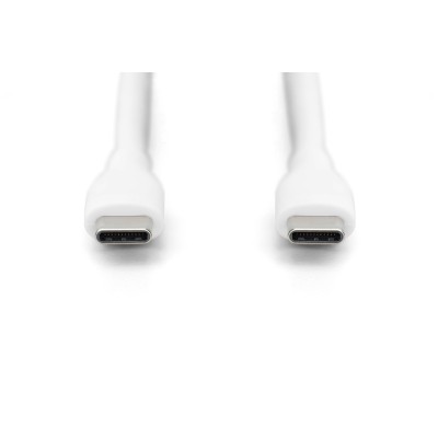 Кабель DIGITUS USB-C > USB-C заряджання/синхронізації, USB 2.0, 60W, силіконовий, 1м, білий (AK-300341-010-W)