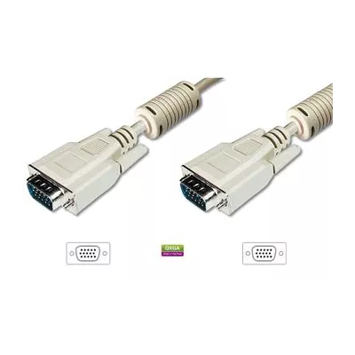Кабель DIGITUS VGA (M/M), ферит, 1.8м, бежевий (AK-310103-018-E)