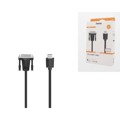 Кабель Hama DVI > HDMI (AM/AM), 1.5m, 4K, чорний (00200715)